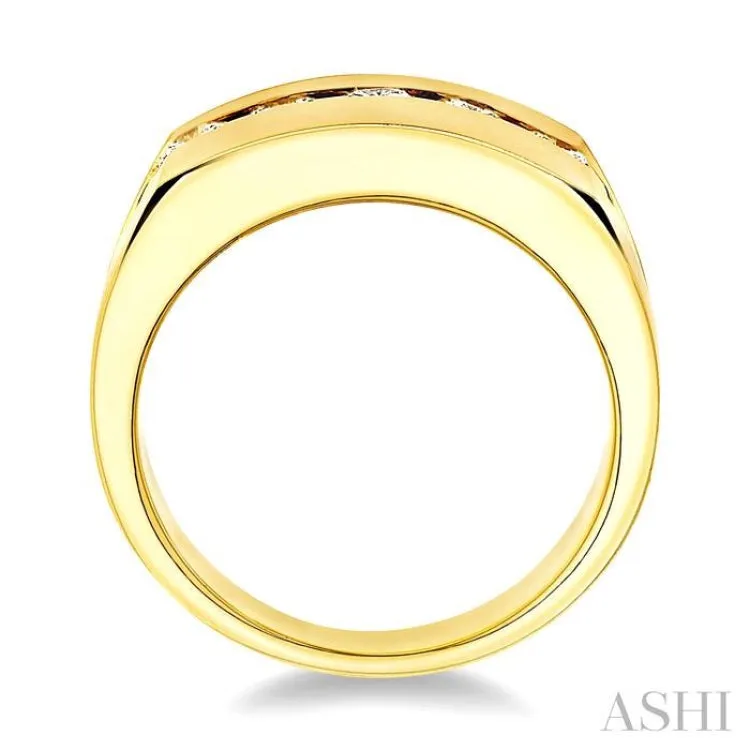 1 Ctw Round Cut Diamond Men's Ring in 14K Yellow Gold