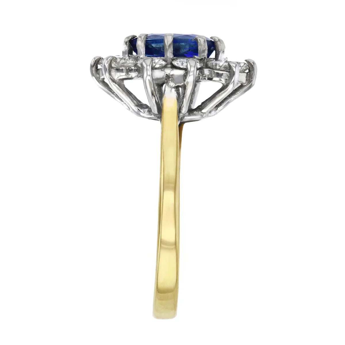 1.02ct Oval Cut Sapphire and Diamond Cluster Ring | Pre-Loved | 18K Yellow Gold