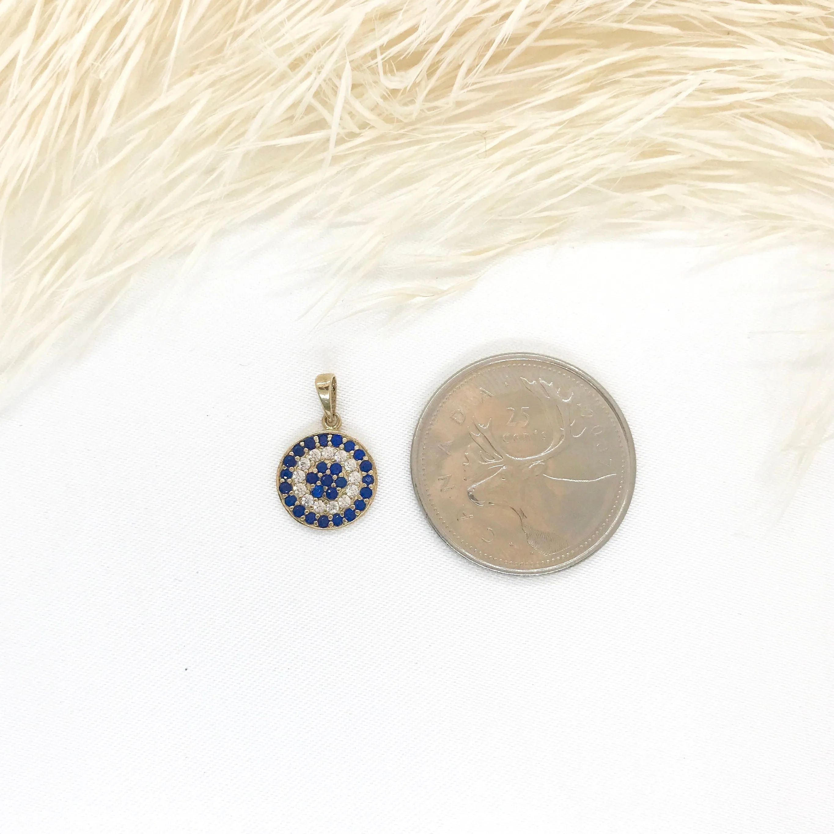 10k Gold CZ Round Evil Eye Pendant