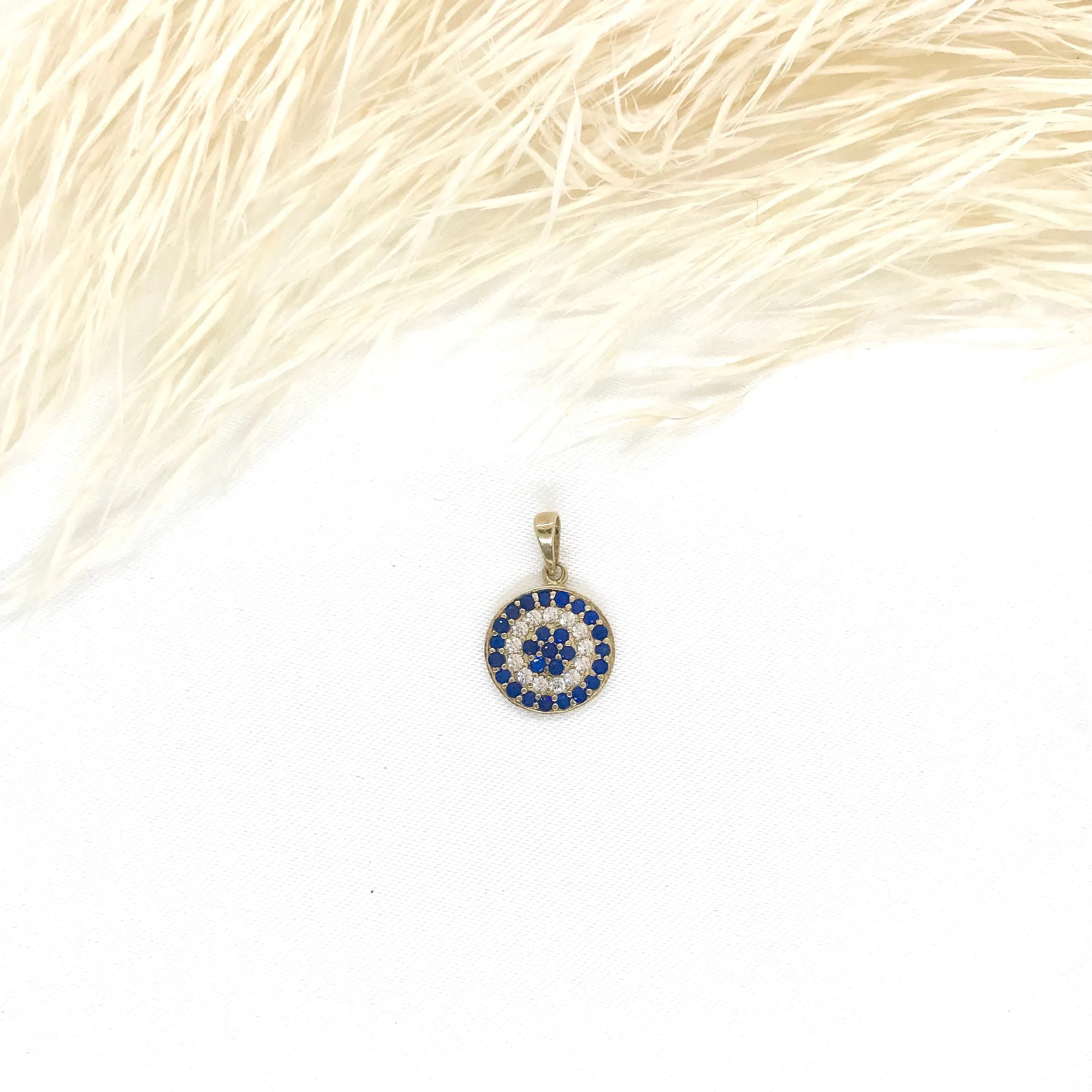 10k Gold CZ Round Evil Eye Pendant