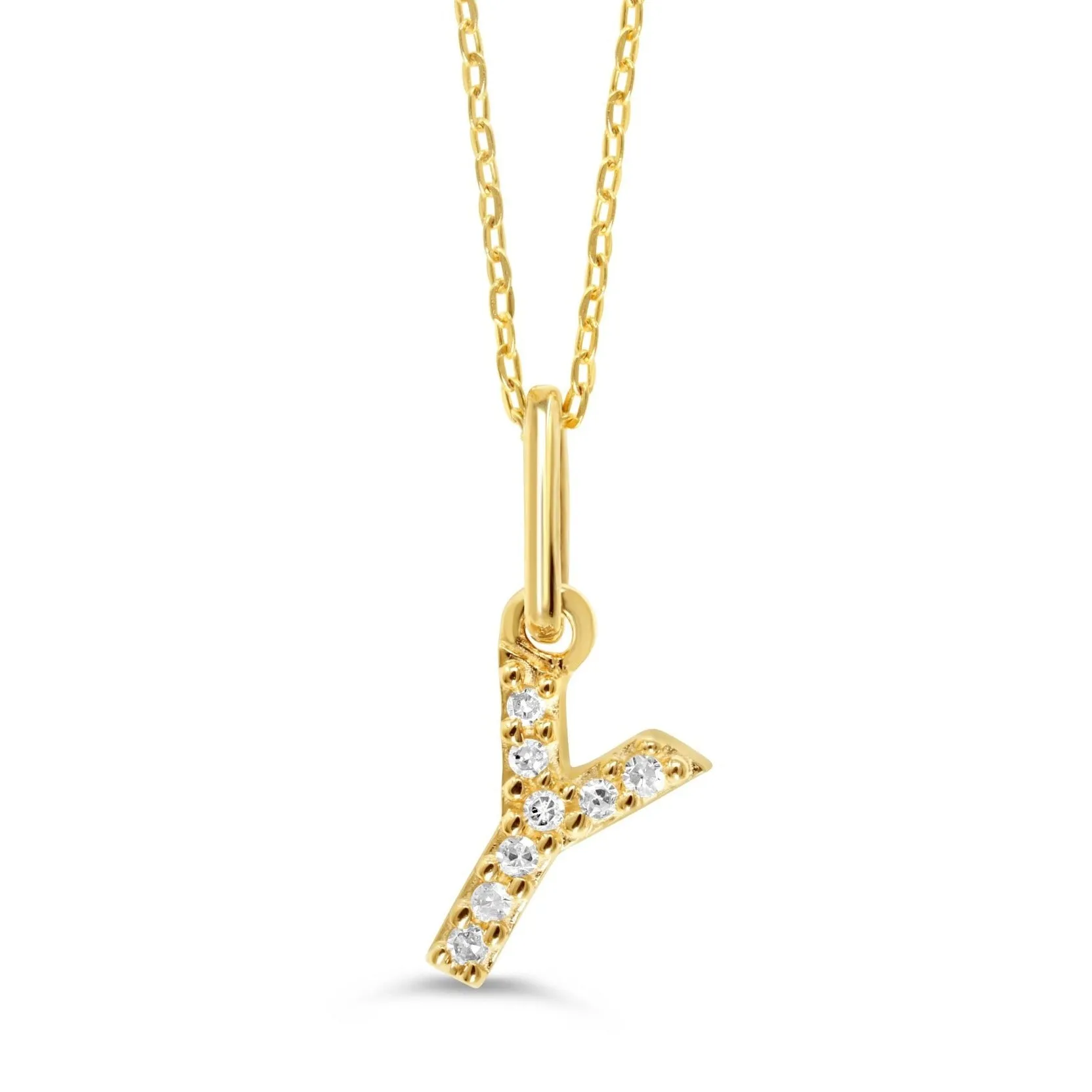 10k Gold Mini Diamond Letter Pendant