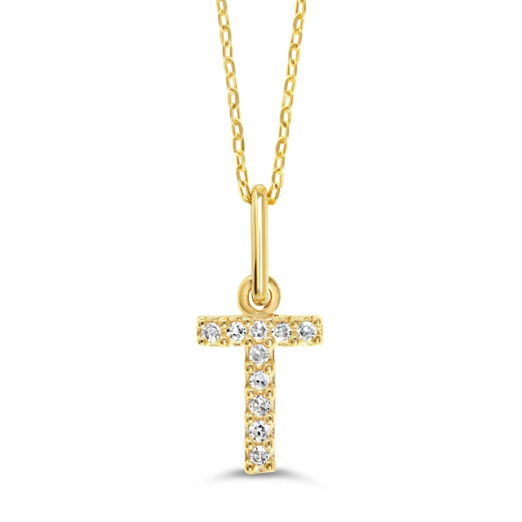 10k Gold Mini Diamond Letter Pendant