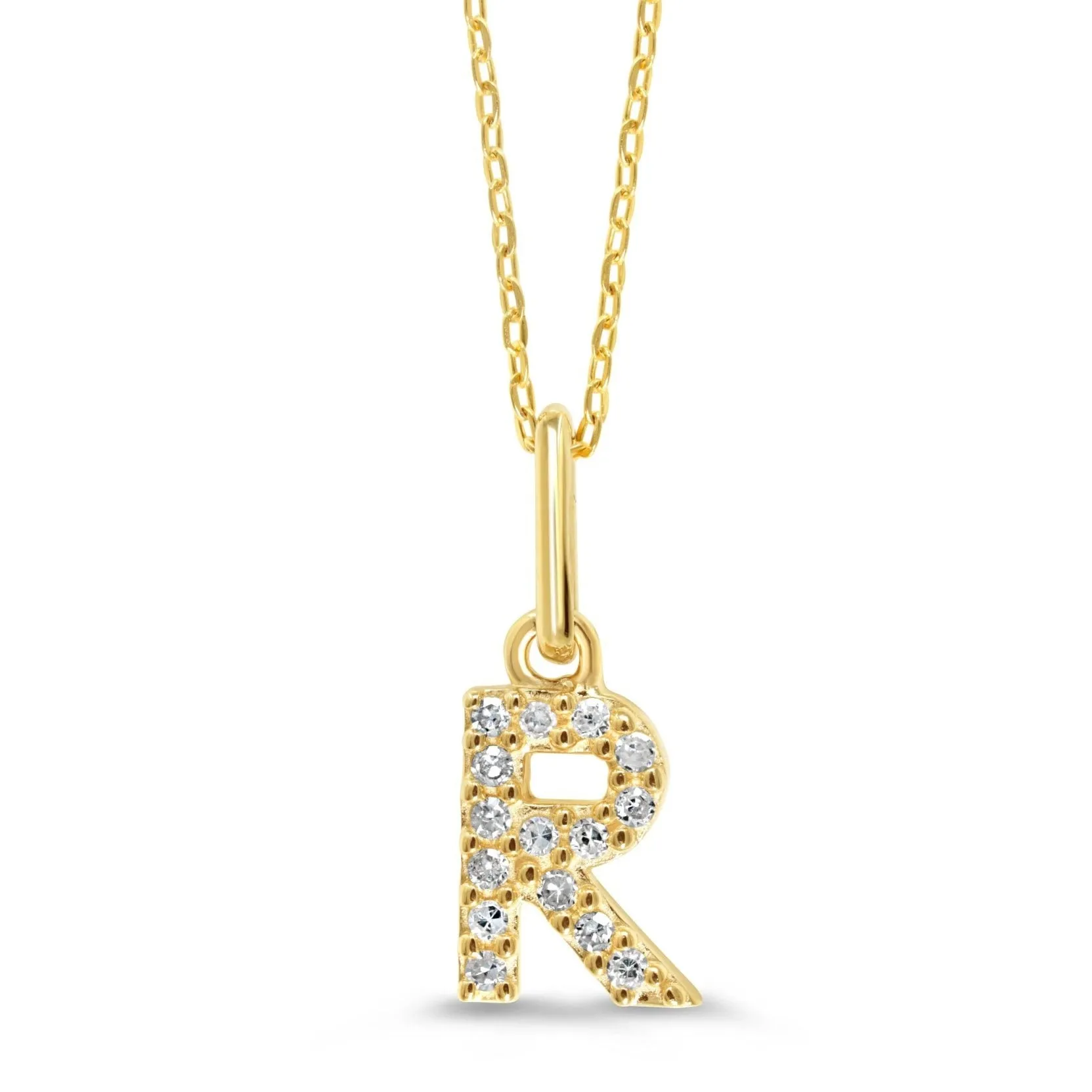 10k Gold Mini Diamond Letter Pendant