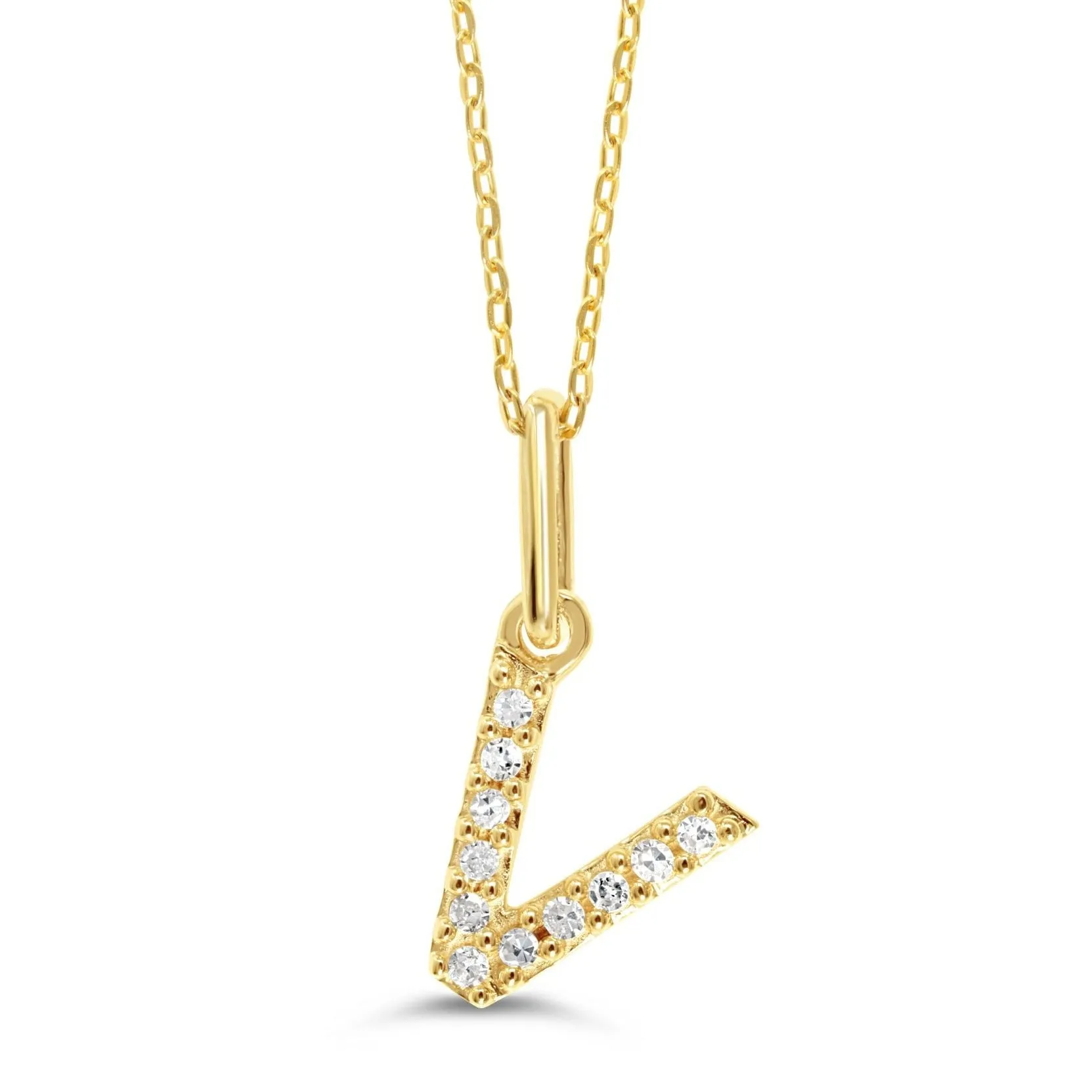 10k Gold Mini Diamond Letter Pendant