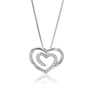 1/10 cttw Heart Lab Grown Diamond Pendant Necklaces in Silver