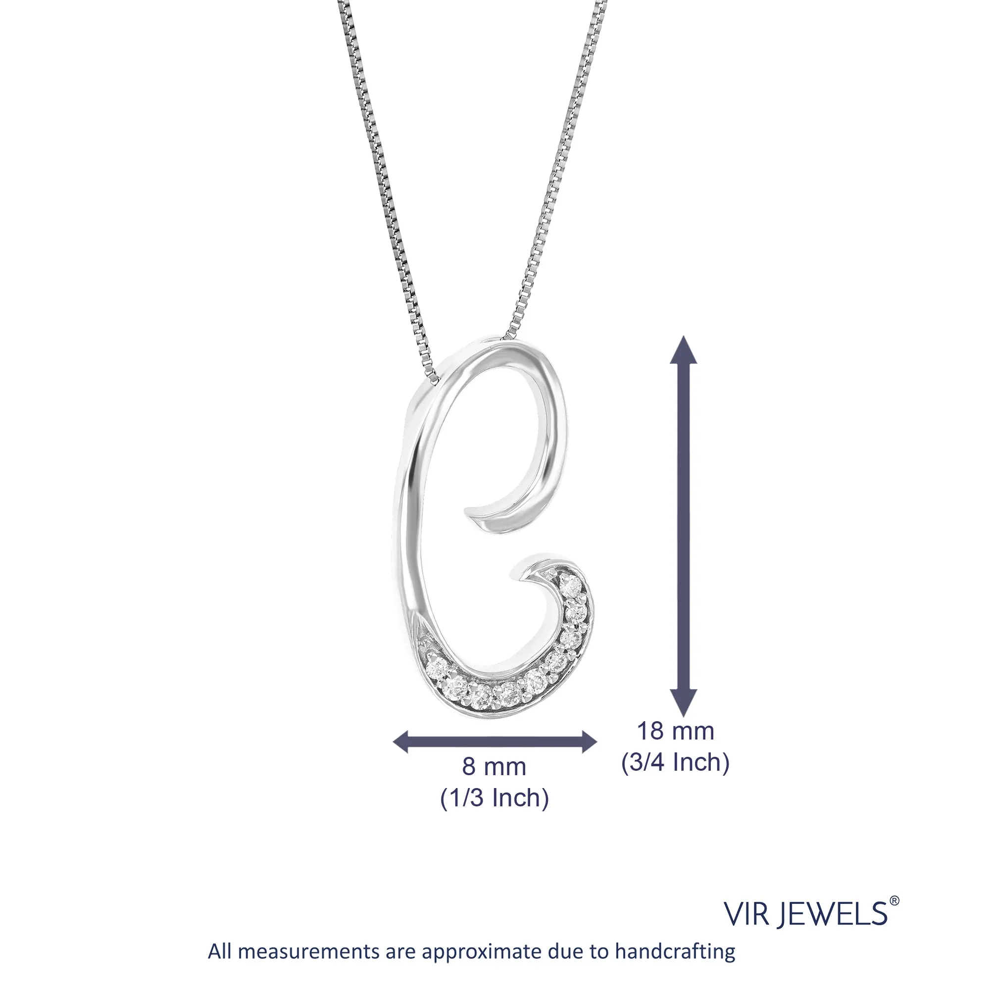 1/14 cttw Round Cut 9 Stones Lab Grown Diamond Pendant Necklace .925 Sterling Silver 1/3 Inch With 18 Inch Chain