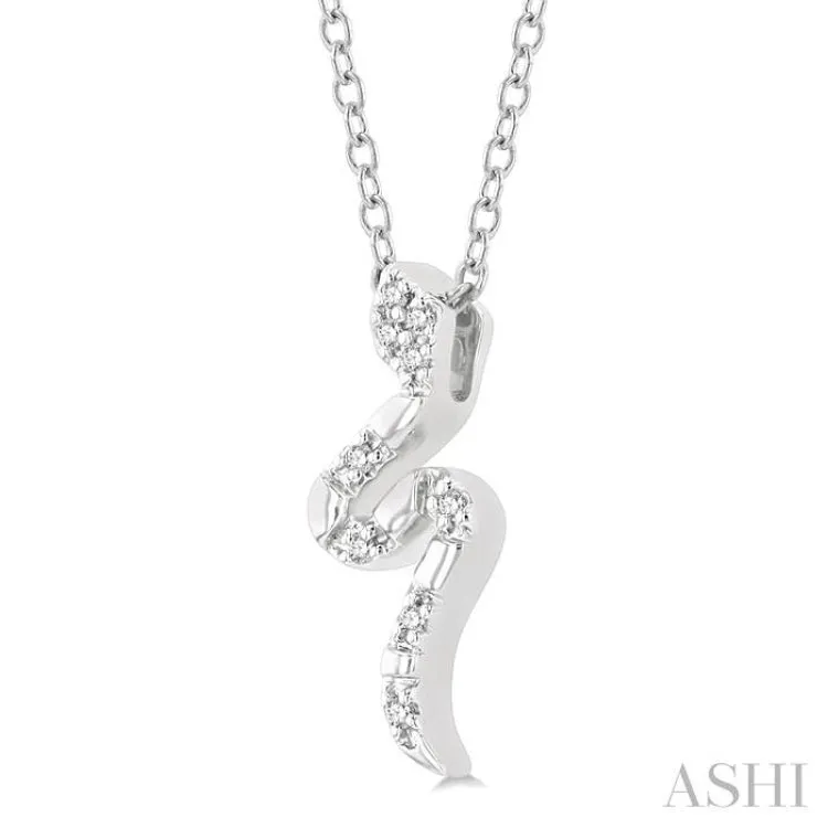 1/20 Ctw Snake Petite Round Cut Diamond Fashion Pendant With Chain in 10K White Gold