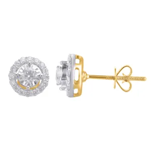 14 Karat Yellow Gold 0.76 Carat Diamond Round Earrings-0128016-YG