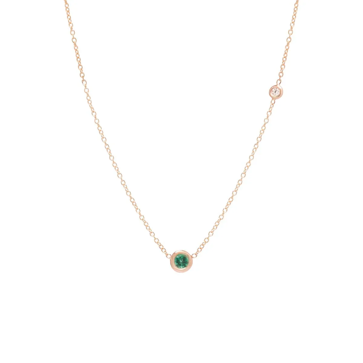 14k Emerald & Floating Diamond Necklace