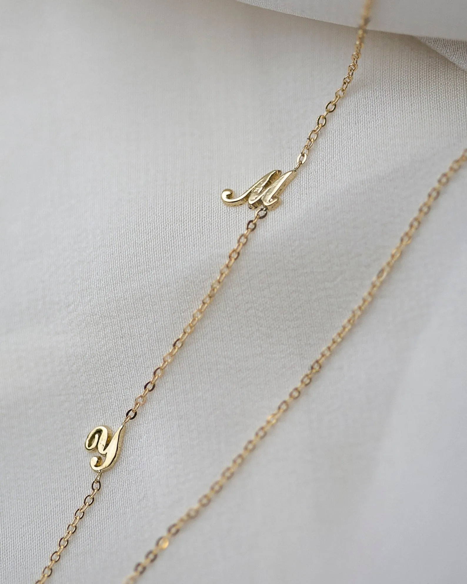 14K Gold Cursive Sideway Initial necklace