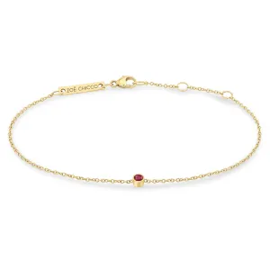 14k Single Ruby Bezel Bracelet | July Birthstone