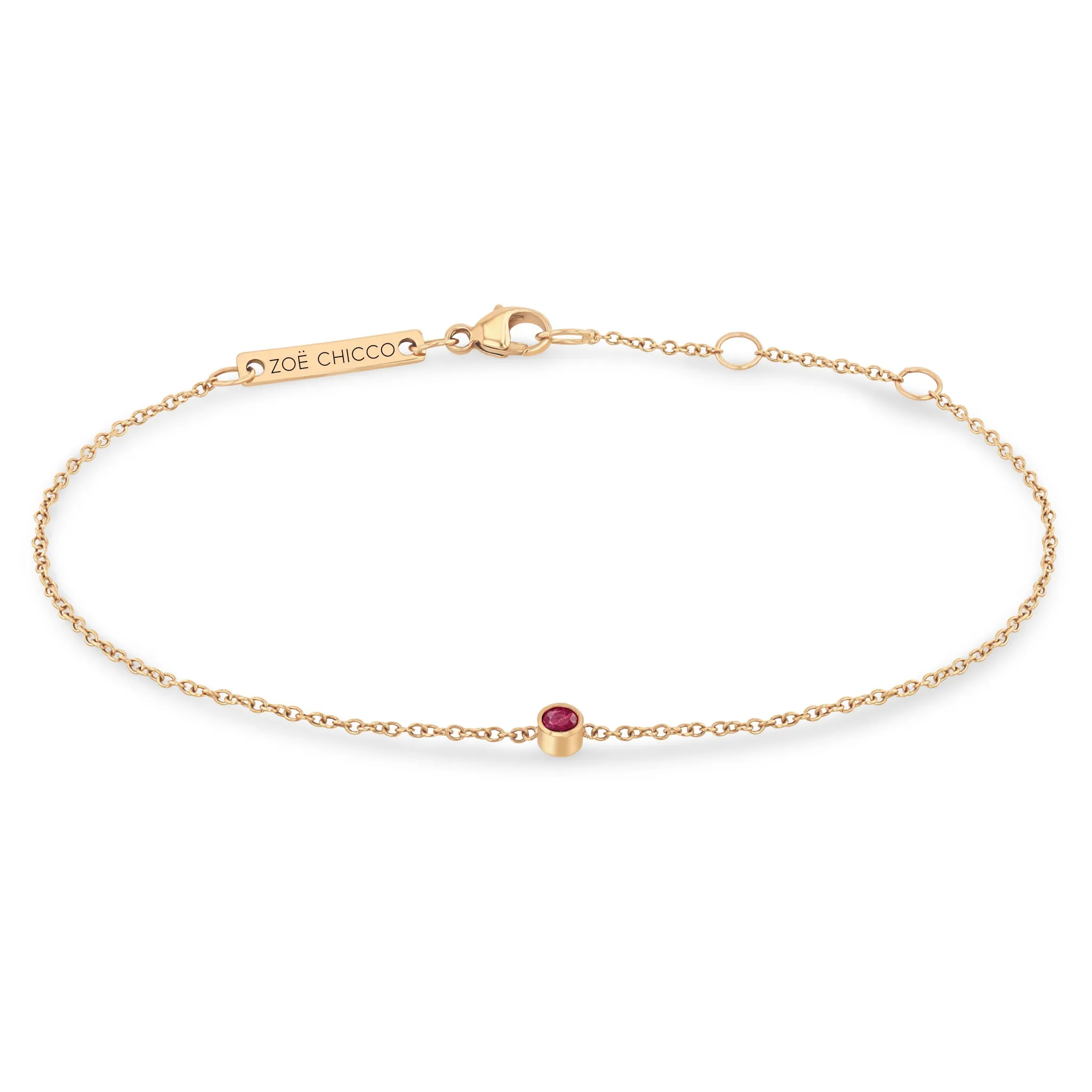 14k Single Ruby Bezel Bracelet | July Birthstone