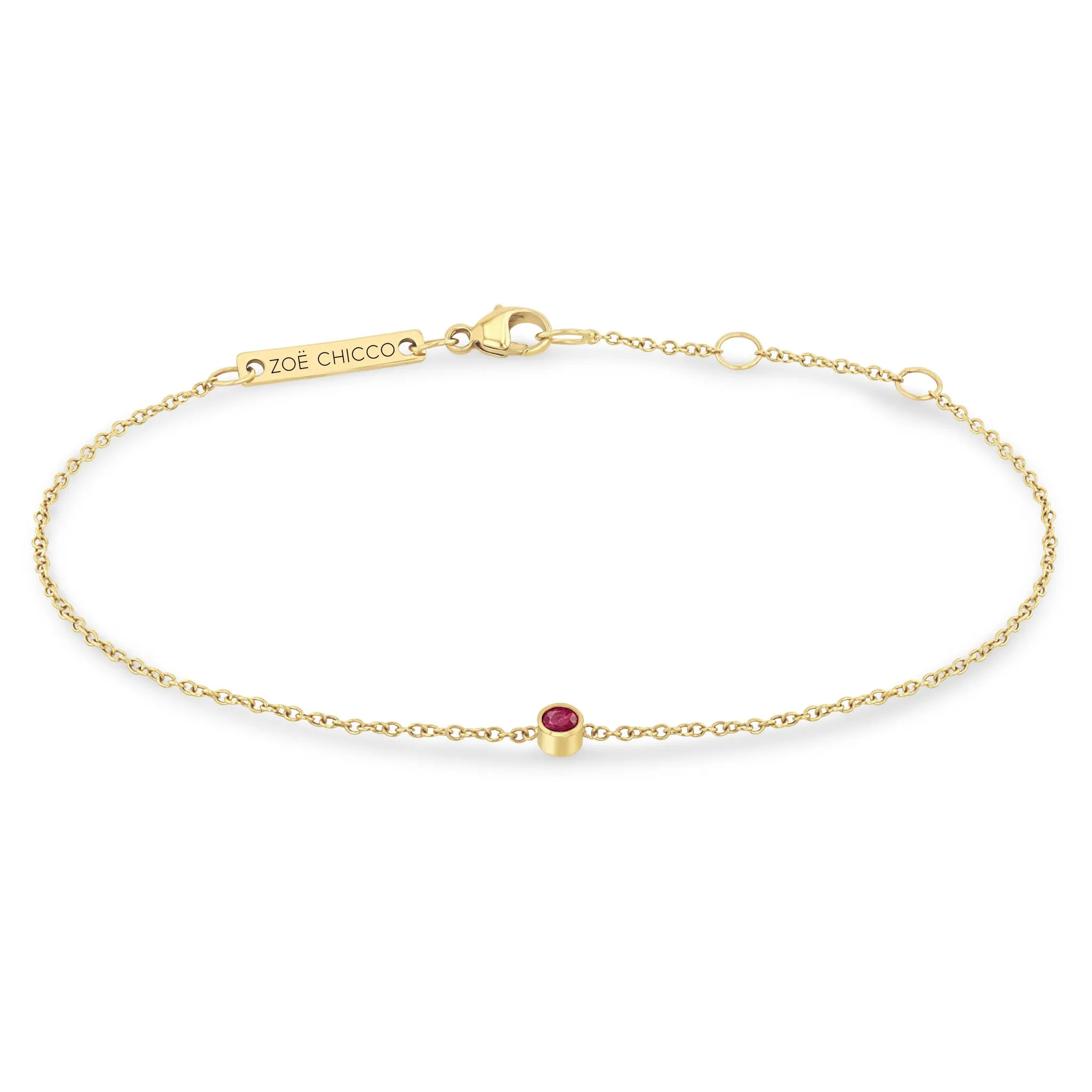 14k Single Ruby Bezel Bracelet | July Birthstone