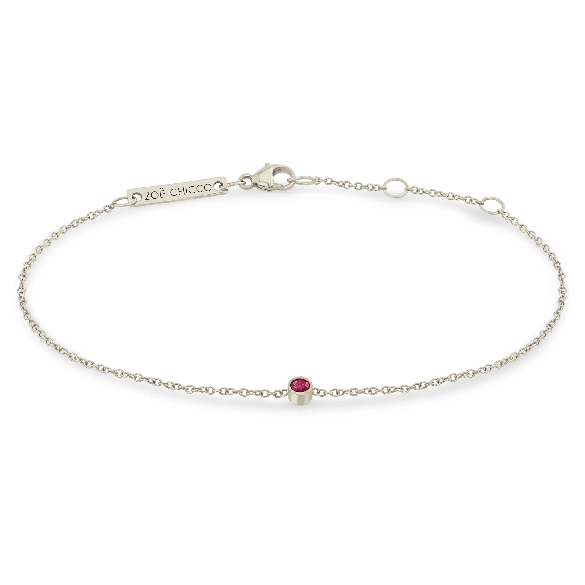 14k Single Ruby Bezel Bracelet | July Birthstone