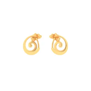 14k Spiral Gold Stud Earrings In The Shape Of Flower