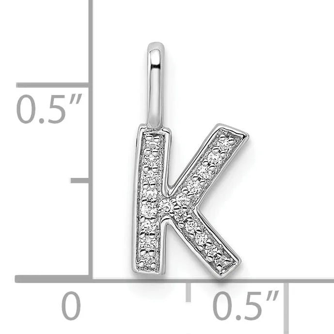 14K White Gold Diamond 0.064-CT Lower Case Style K Initial Charm