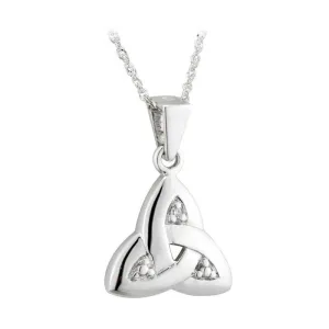 14K White Gold Diamond Trinity Knot Necklace