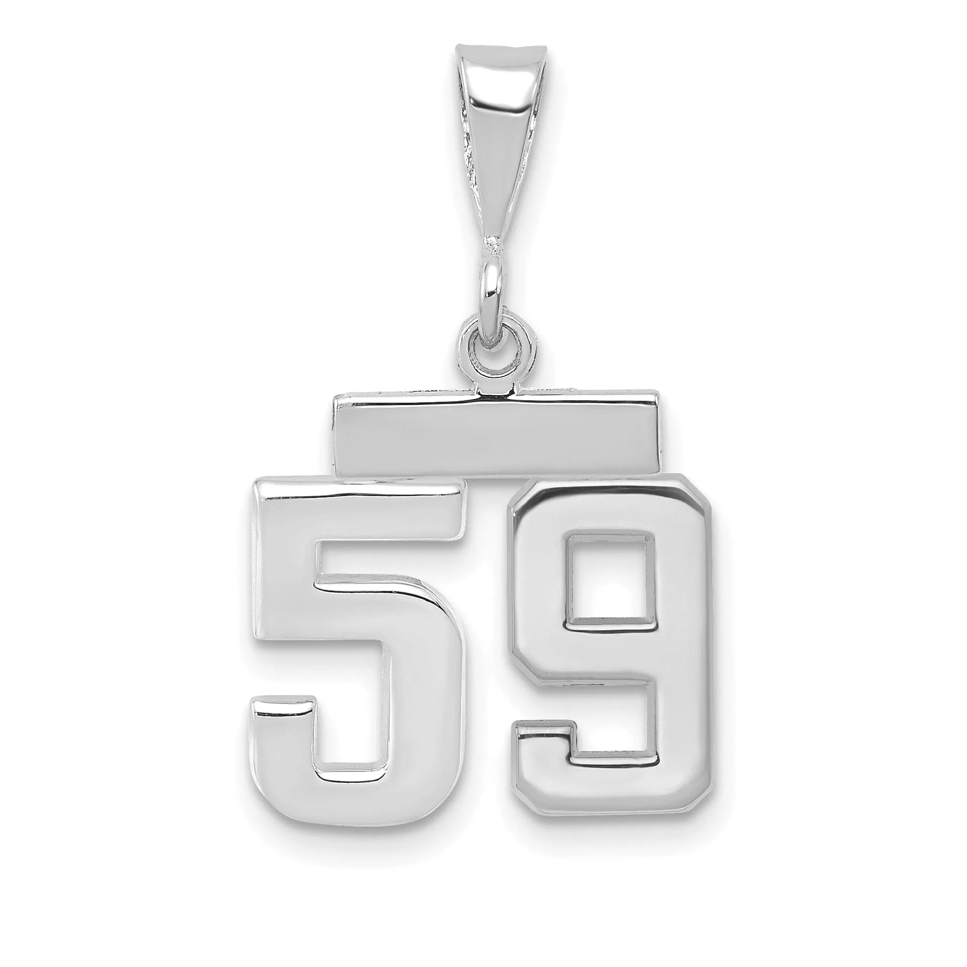 14k White Gold Polished Finish Small Size Number 59 Charm Pendant