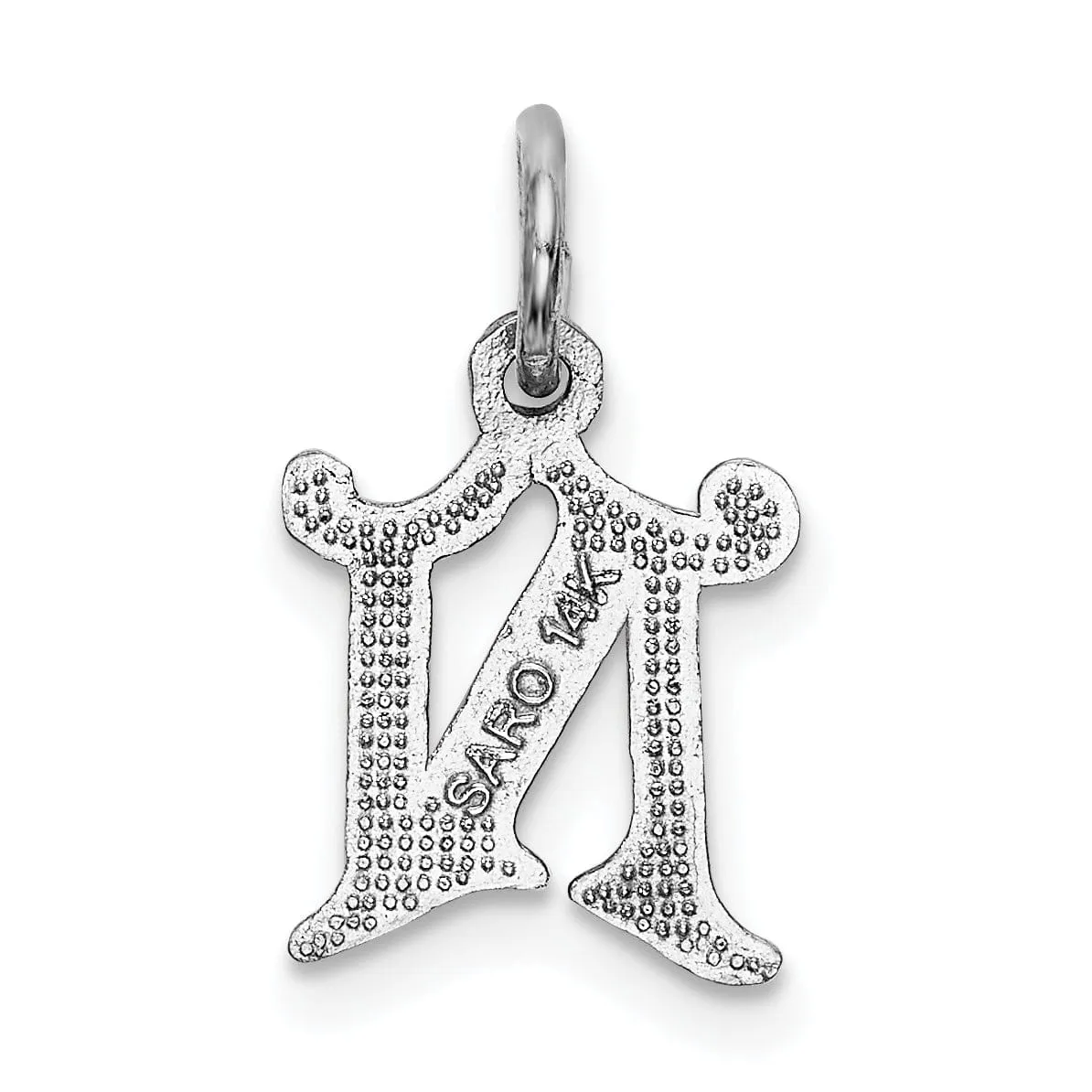 14k White Gold  Small Script Design Letter N Initial Charm Pendant