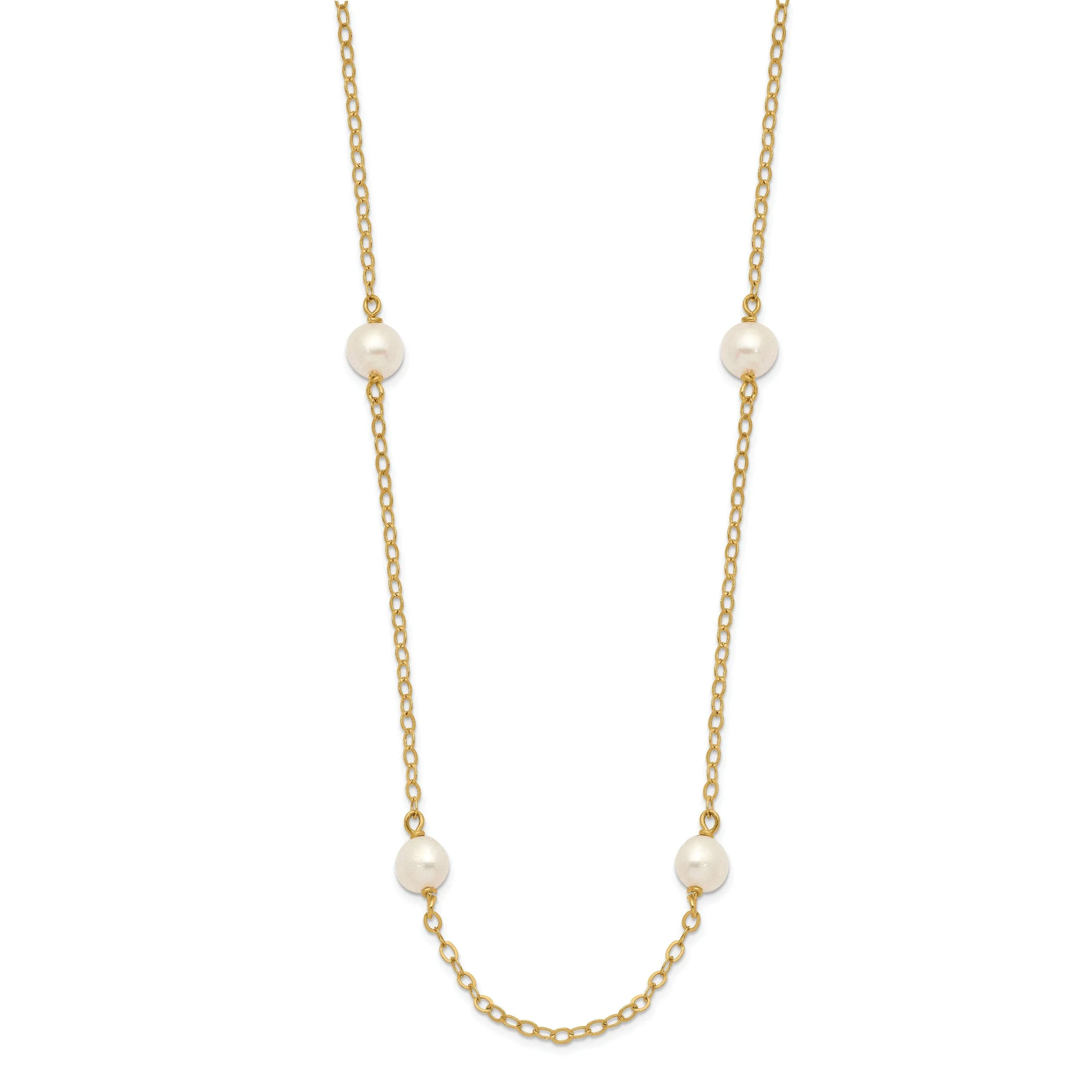 14k White Gold White Cultured Pearl Necklace