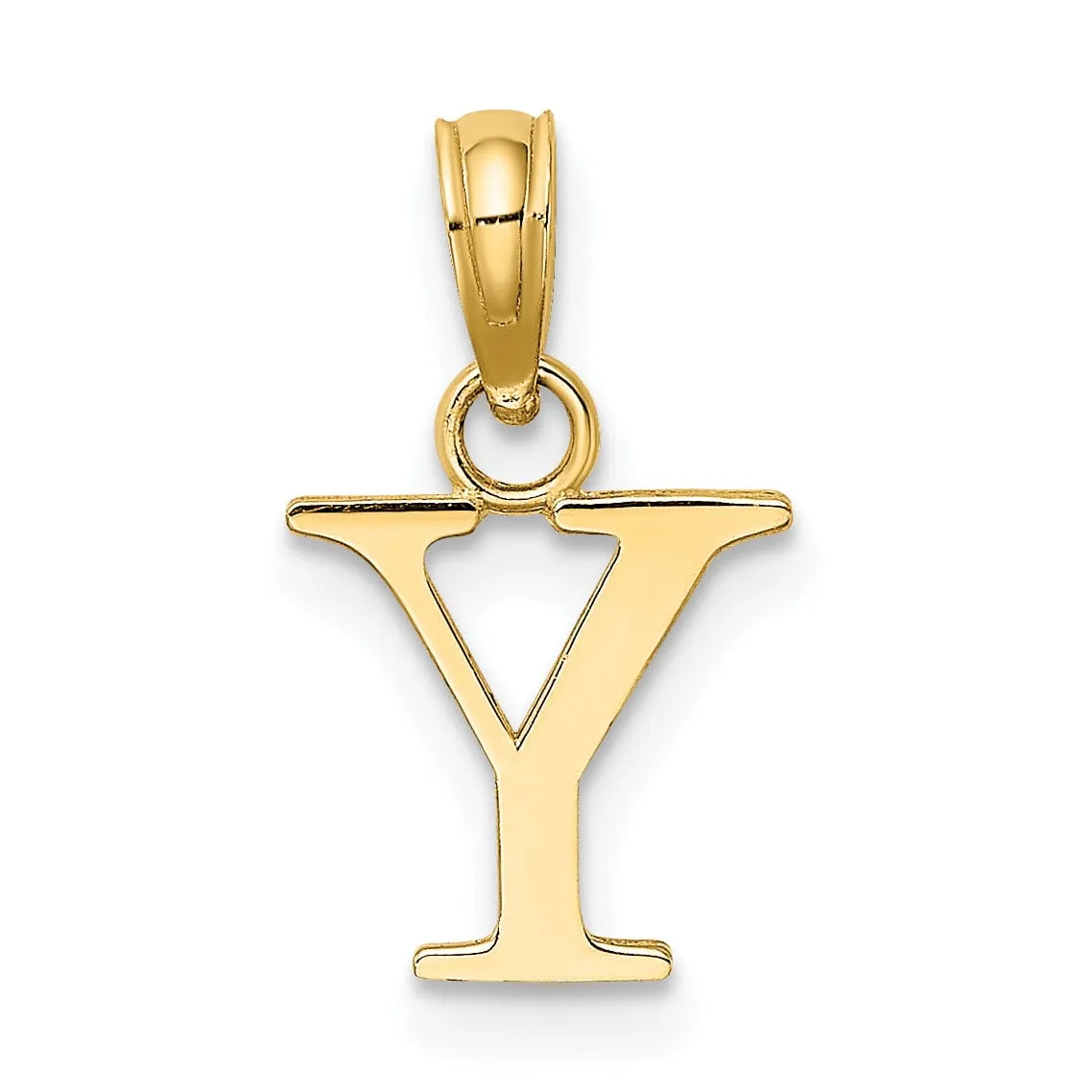 14K Yellow Gold Block Design Small Letter Y Initial Charm Pendant