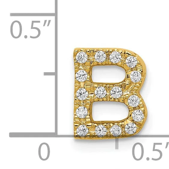 14K Yellow Gold Diamond 0.16-CT Letter B Initial Charm Pendant