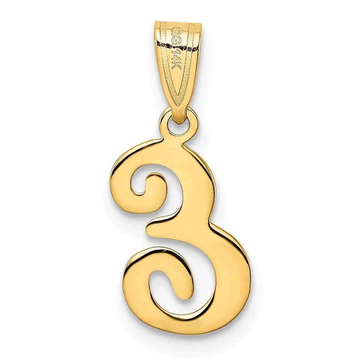 14K Yellow Gold Medium Size Script Design Letter E Initial Pendant