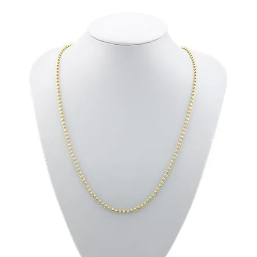 14k Yellow Gold Moon Cut Ball Bead Chain 3 mm