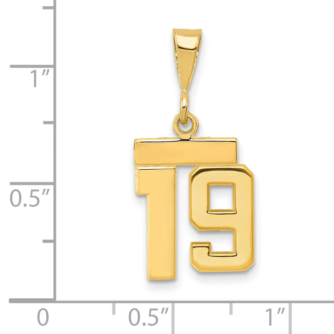 14k yellow gold small polished number 19 charm