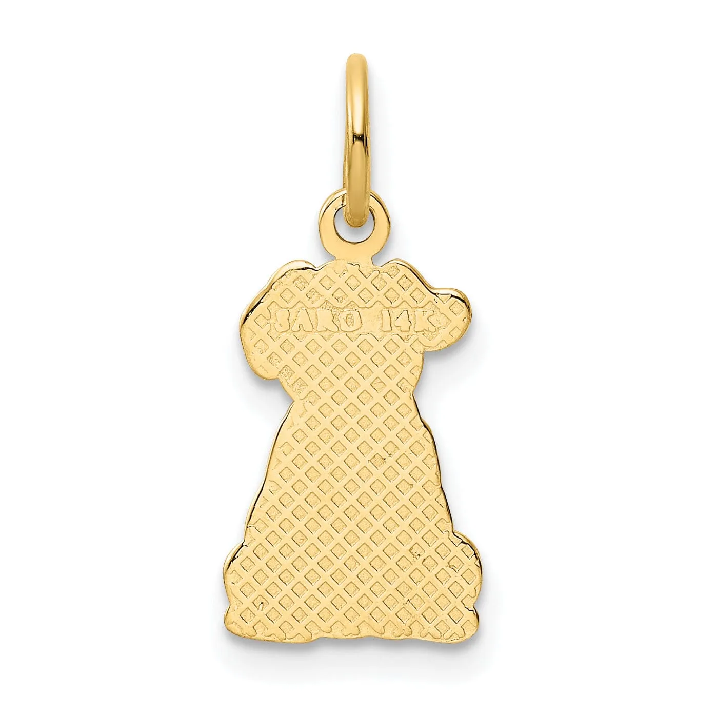 14k Yellow Gold Textured Polished Finish Puppy Charm Pendant