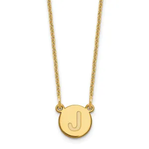 14k Yellow Gold Tiny Circle Block Letter K Initial Pendant and Necklace