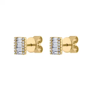 14KT GOLD DIAMOND BAGUETTE RECTANGLE EARRING