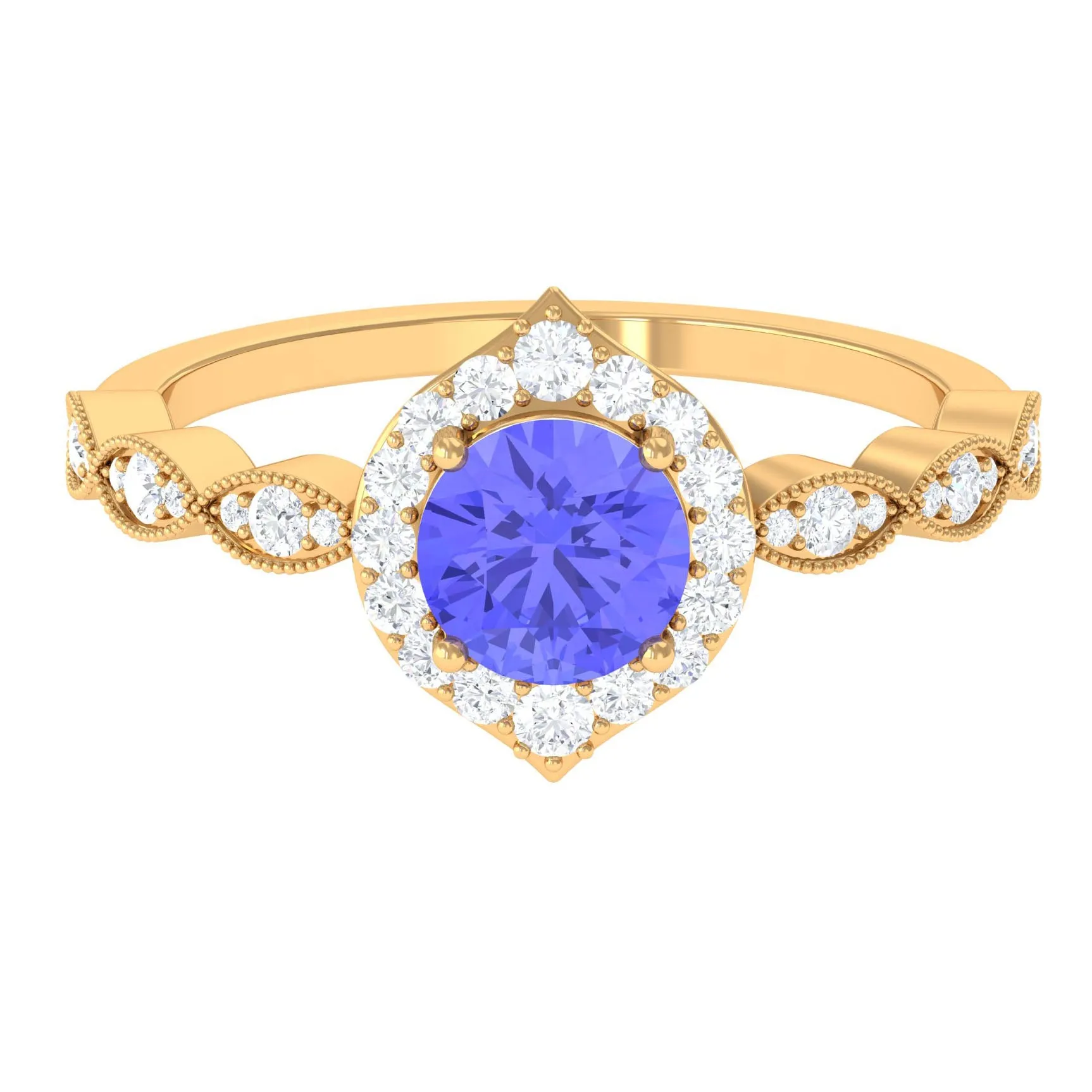 1.50 CT Vintage Style Tanzanite Engagement Ring with Diamond Accent