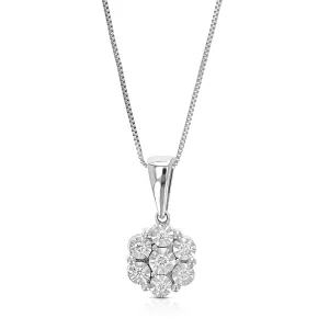 1/8 cttw Lab Grown Diamond Pendant Necklace .925 Sterling Silver 1/3 Inch With 18 Inch Chain