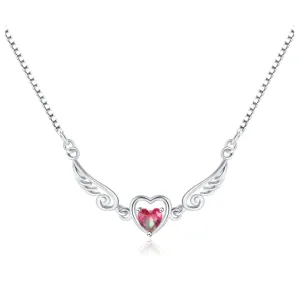 18K White Gold Plated Pink Stone Heart Necklace