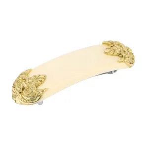 1928 Jewelry Oval Ivory Fleur de Lis Hair Barrette