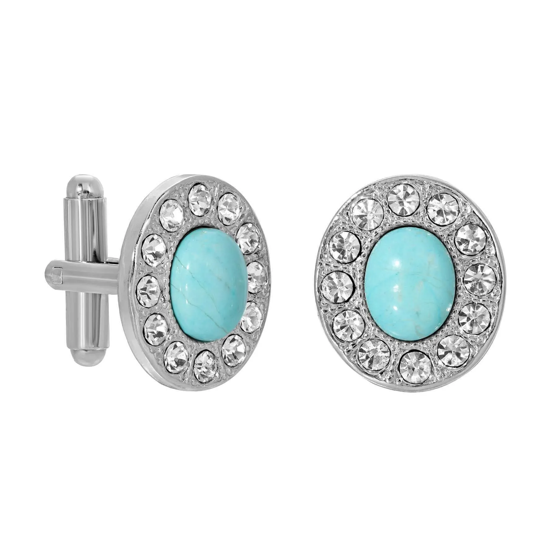 1928 Jewelry Oval Stone Crystal Cufflinks