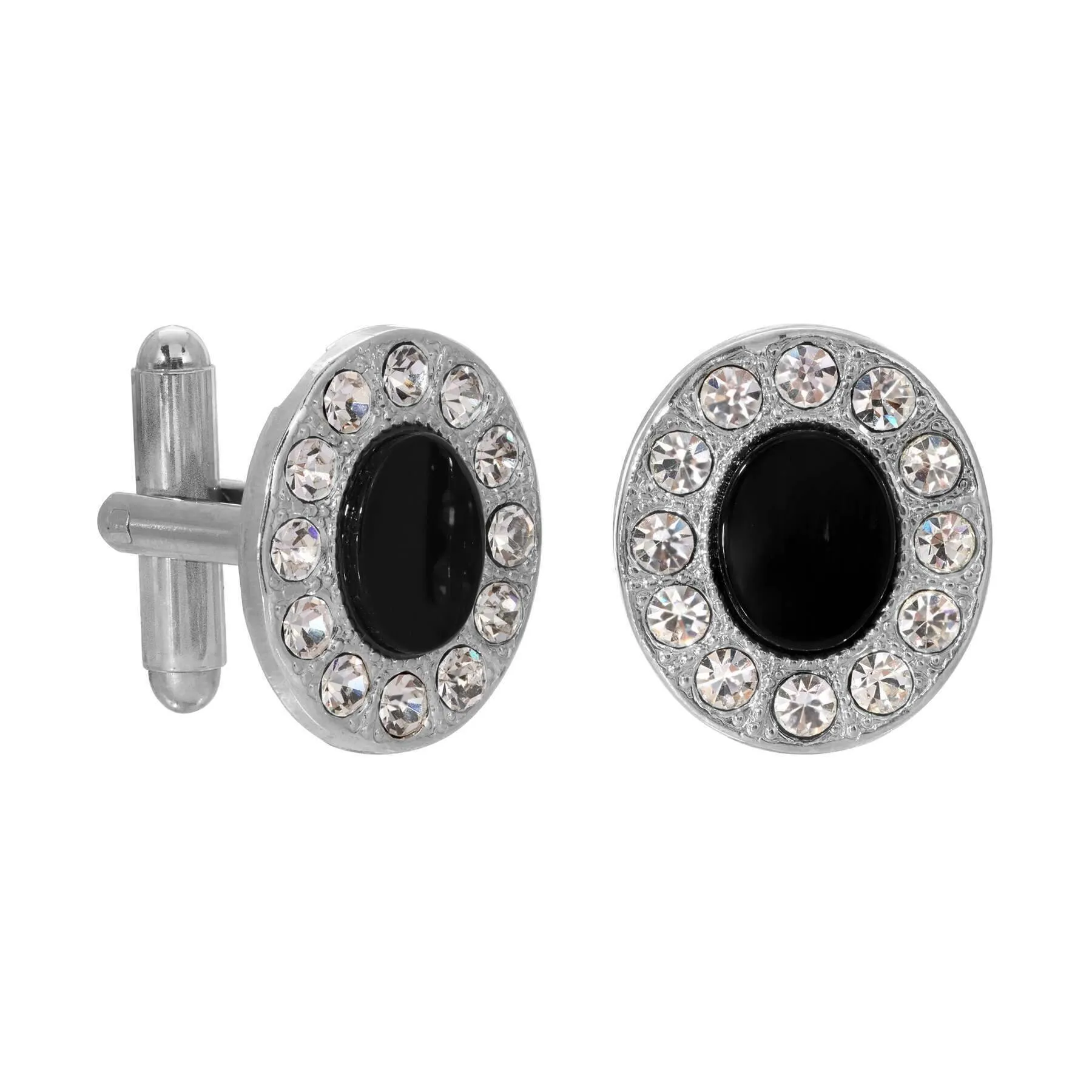 1928 Jewelry Oval Stone Crystal Cufflinks