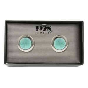 1928 Jewelry Round Semi Precious Gemstone Locket Cufflinks