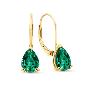 2.10ct TW Created Emerald Pear Earrings in 9ct Yellow Gold