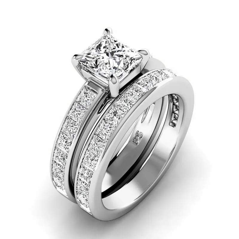 2.25-4.75 CT Princess Cut Lab Grown Diamonds - Bridal Set