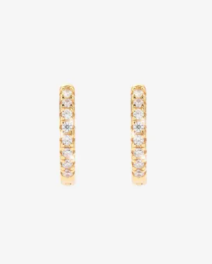 2mm Iced Hoop Earrings - Gold