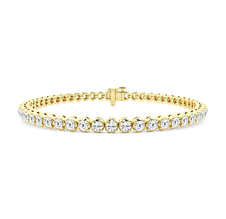 4.00 Carat tw Beautiful Yellow Gold Round Brilliant Cut Shiny Diamond Ladies Tennis Bracelet.Secure Double Clasp.