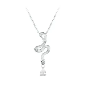 925 Sterling Silver Snake Pendant Necklace Pave Setting CZ for Women Adjustable Chain Link Fine Jewelry Party Gift