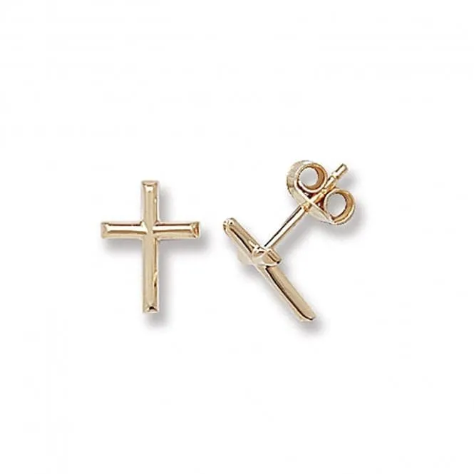 9ct Yellow Gold Cross Stud Earrings ER101