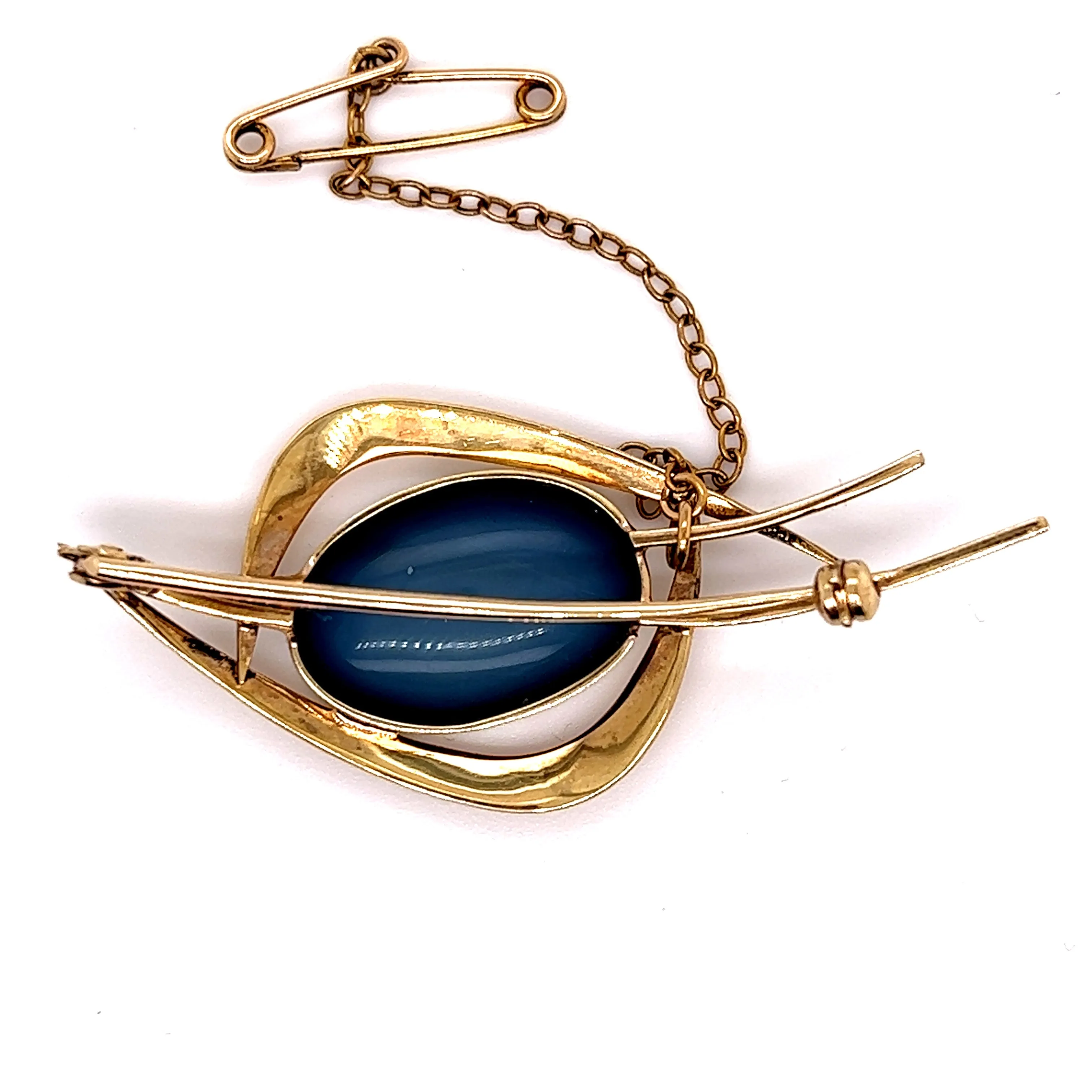 9ct Yellow Gold Opal Doublet Brooch with Safety Chain