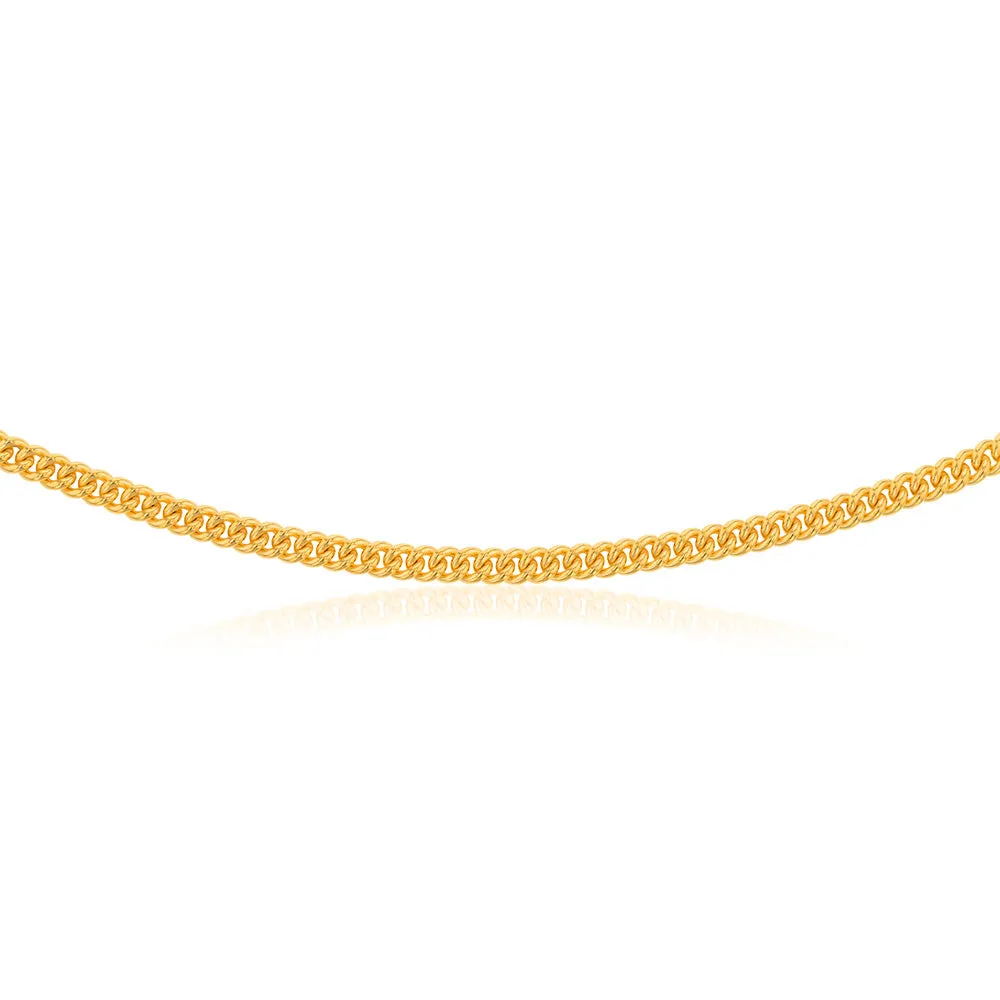 9ct Yellow Gold Silverfilled Cuban Curb Compact 4.4mm 55cm Chain