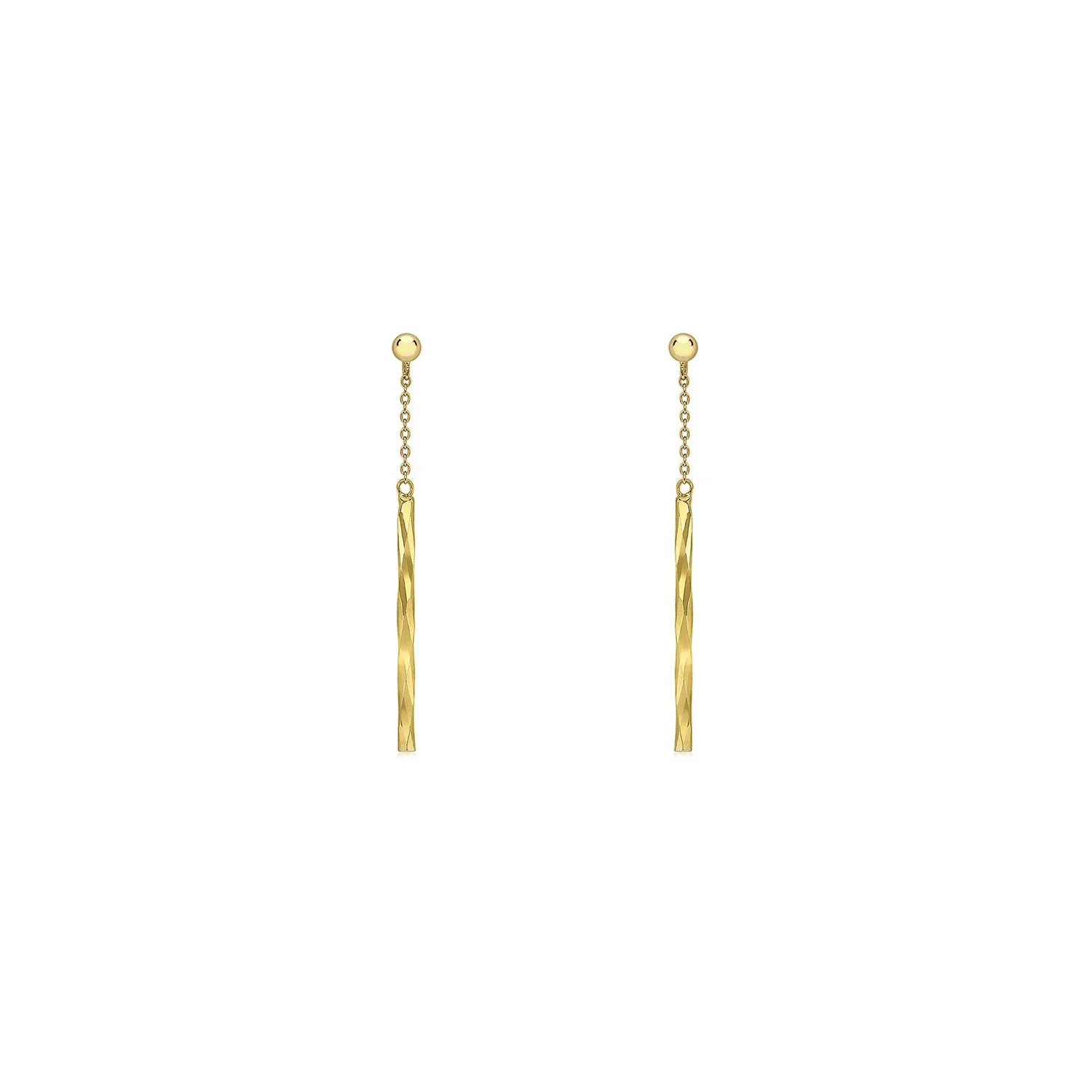 9K Yellow Gold Bar and Chain Drop Earrings - 1.54.4959