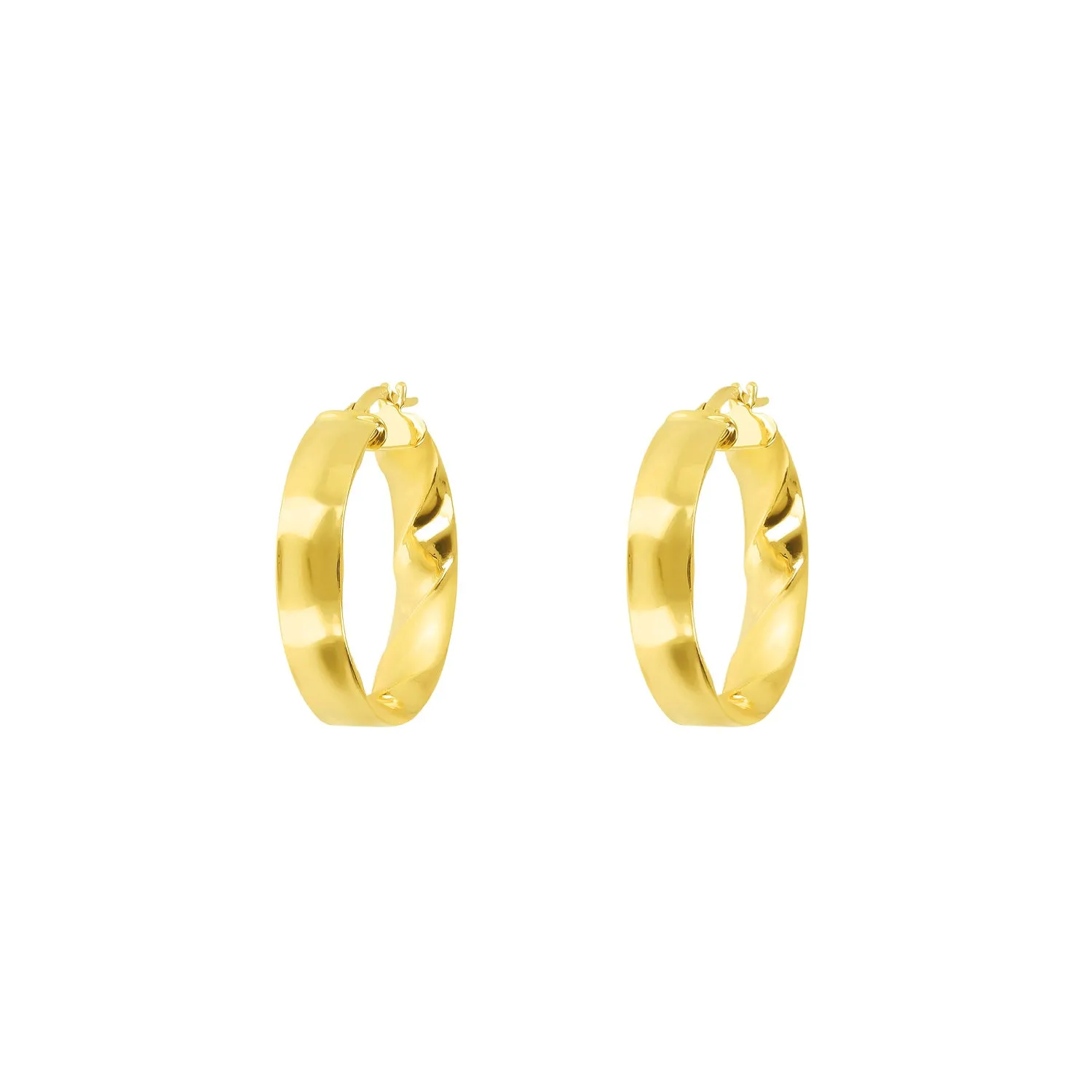 9K Yellow Gold Tube Ripple Hoop Earrings - WSGD90335.YG