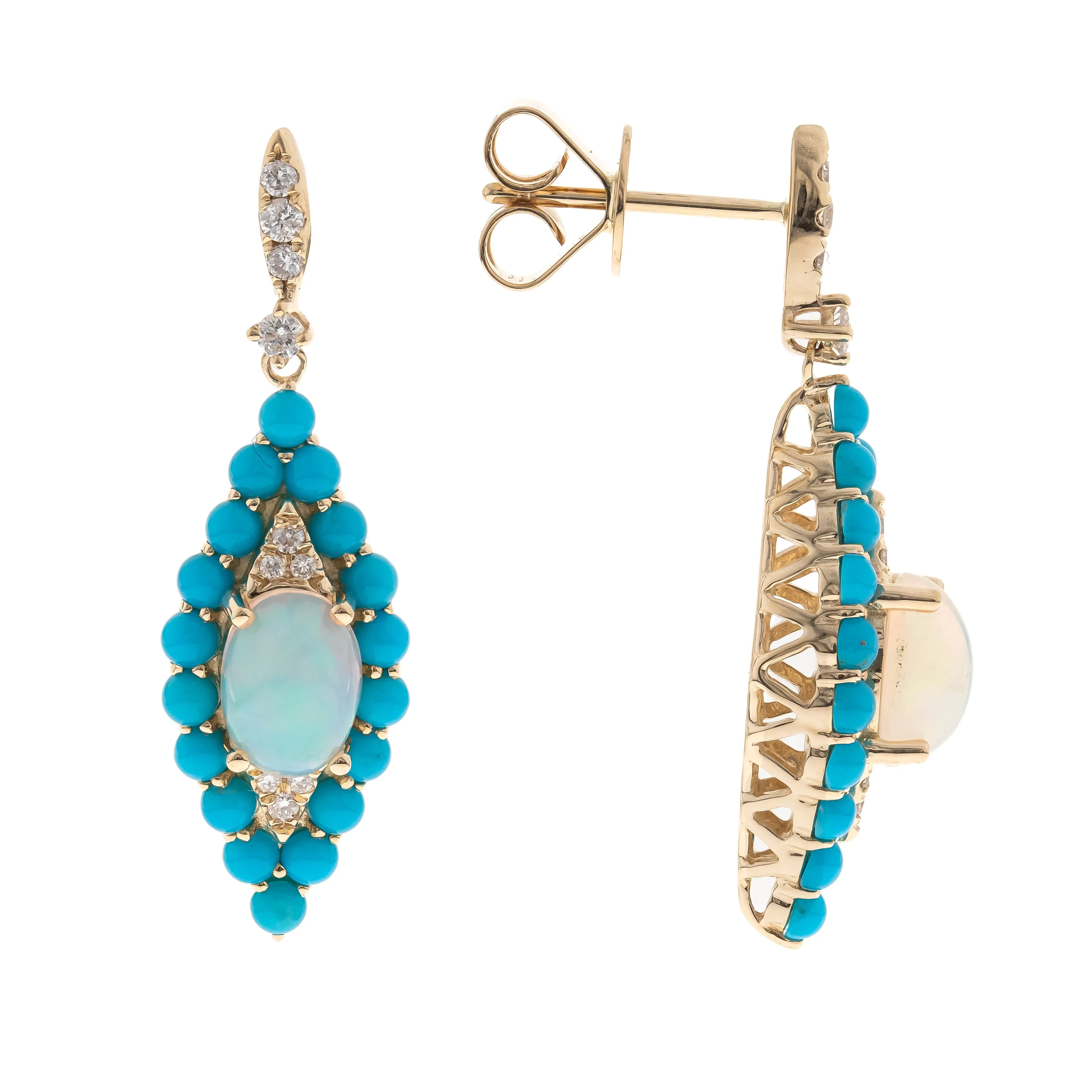 Ada 14K Yellow Gold Oval-Cut African Opal Earrings